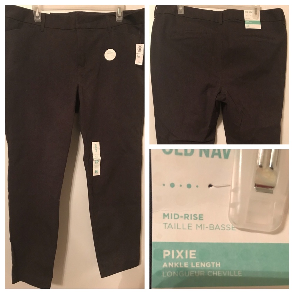 NWT Size 16 Gray Old Navy Mid-rise Pixie Pants